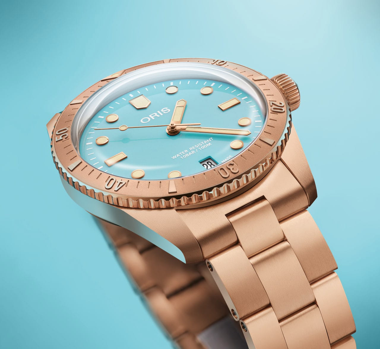 Оригинальные часы Oris Oris Divers Sixty‑Five 'Cotton Candy' 01 733 7771 3155-07 8 19 15 механические калибр механизма 733 общий вид